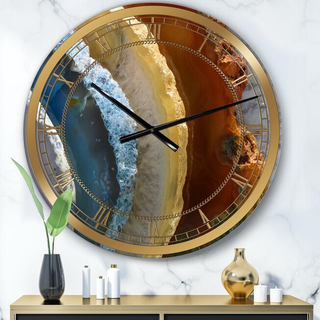 Mineral Slice Xv Oversized Fashion Wall Clock, BLUE, hi-res image number 0