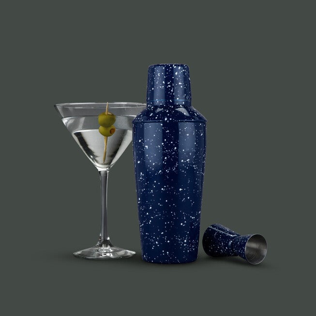 Enamel Cocktail Shaker And Jigger Set, , alternate image number null