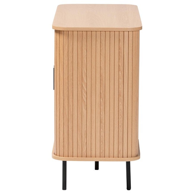 Lucia Fluted Wood Storage Cabinet, LIGHT OAK, alternate image number 4