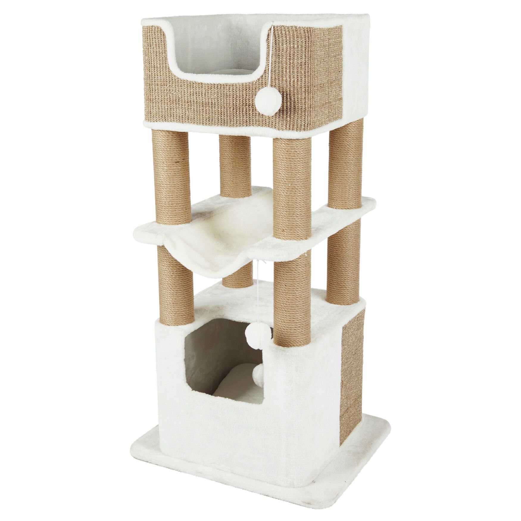 Lucano Cat Tower Scratching Post Cream, LIGHT BROWN, hi-res image number 0