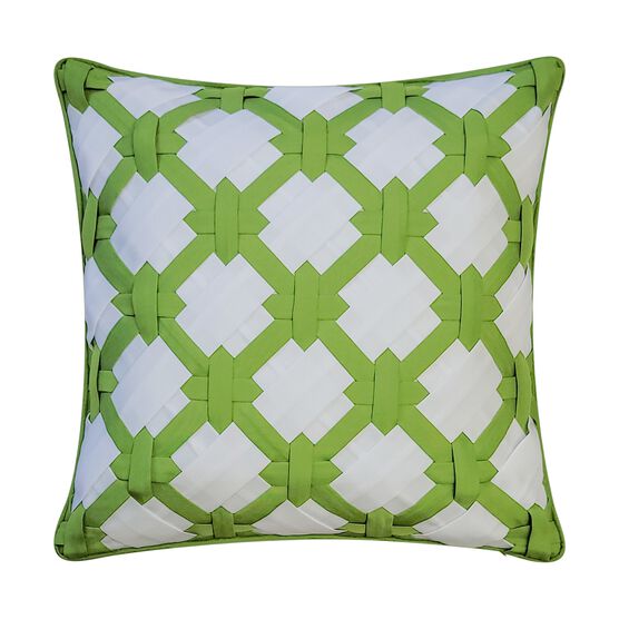 Edie @ Home Indoor/Outdoor 2-Tone Intricate Woven Decorative Throw Pillow 18X18, Leaf/White, LEAF WHITE, hi-res image number null