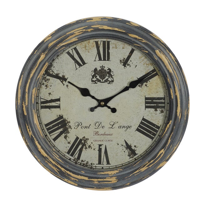 Black Metal Farmhouse Wall Clock, BLACK, hi-res image number null