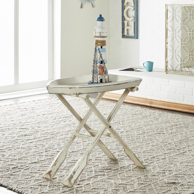 White Chinese Fir Coastal Accent Table, 25x28x16, , alternate image number 4