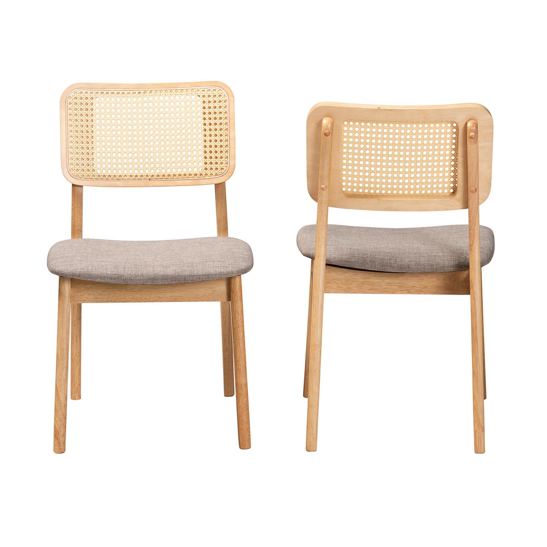 Dannon Mid-Century Modern Grey Fabric And Walnut Brown Finished Wood 2-Piece Dining Chair Set, , alternate image number 8