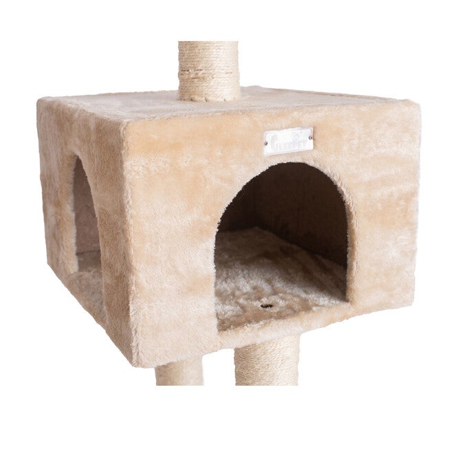 Gleepet 57 inches Beige Real Wood Cat Tree With Playhouse And Perch, , alternate image number null