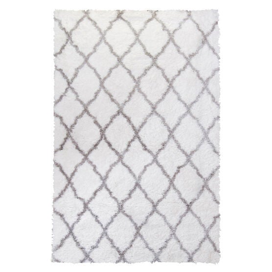 Trellis Shag Rug 30"W X 51"L, IVORY GREY, hi-res image number null