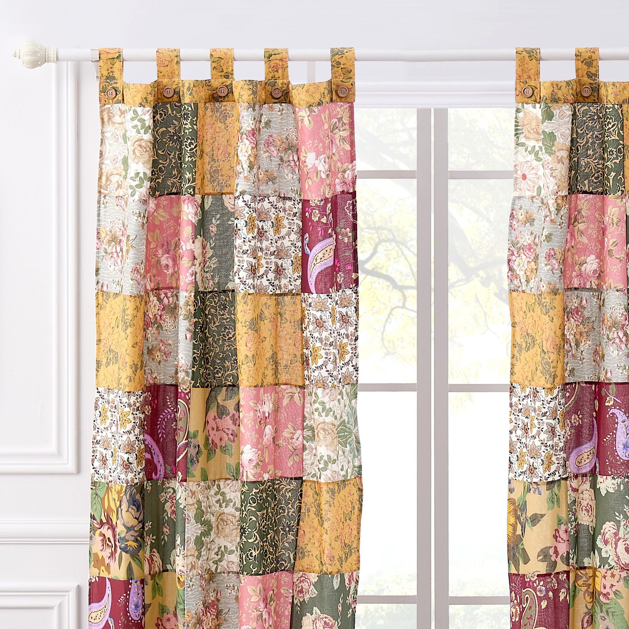 Antique Chic 100% Cotton Window Curtain Panels, Set of 2, 84 inches, MULTI, alternate image number 3