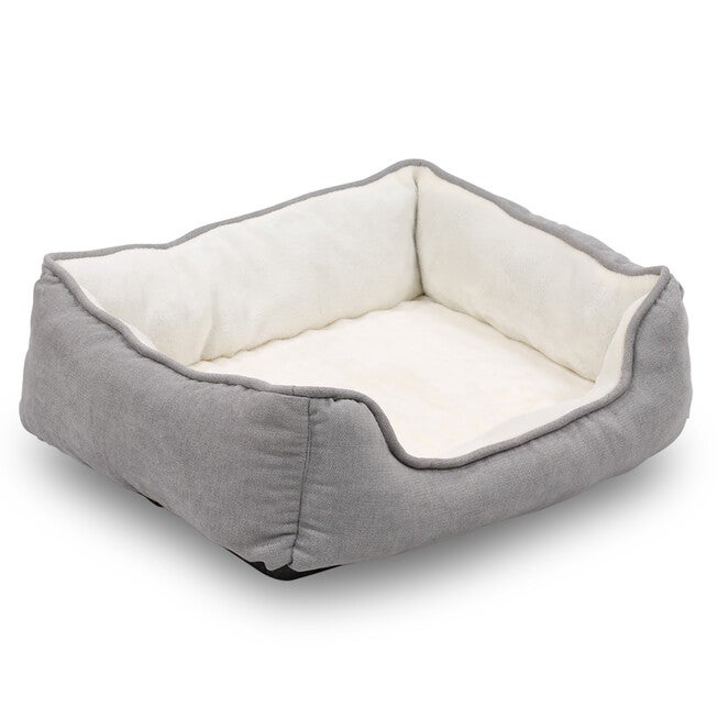 Orthopedic rectangle bolster Pet Bed,Dog Bed, super soft plush, Medium 25x21 inches Gray, GRAY, hi-res image number null