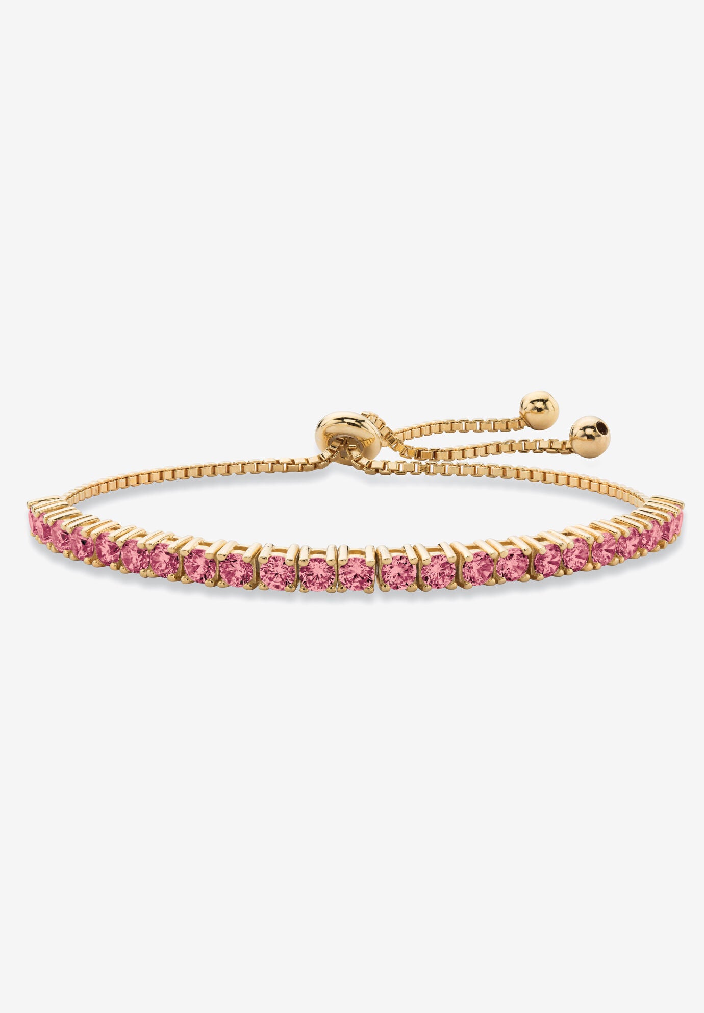 Gold-Plated Bolo Bracelet, Simulated Birthstone 9.25 inches Adjustable, OCTOBER, hi-res image number 0