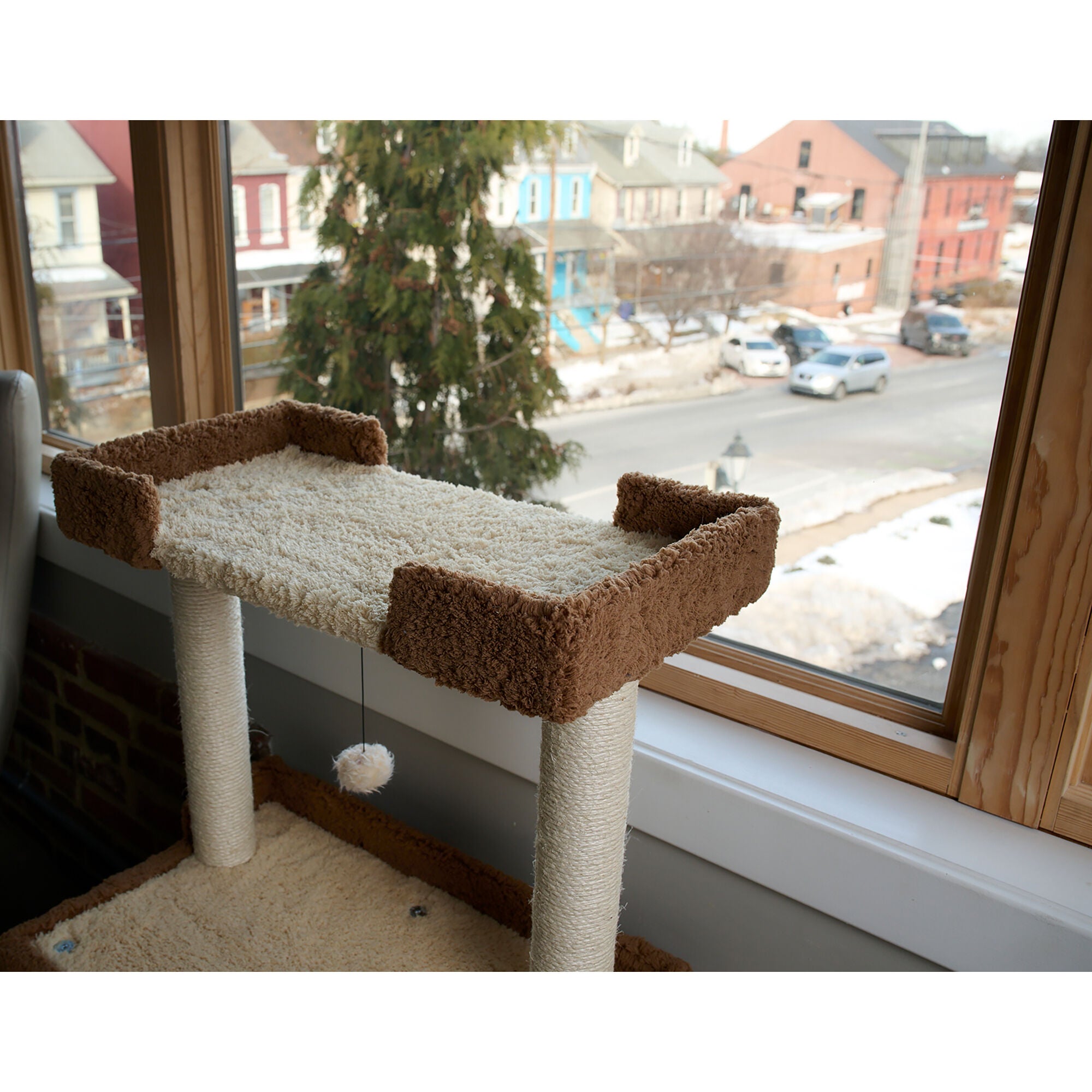 Armarkat Cat Tree for Large Cats: 41 inches Real Wood Tower with Scratching Posts And Perches, COFFEE BROWN, alternate image number 5