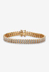 Yellow Gold Plated S Link Tennis Bracelet (7.5mm), Genuine Diamond Accent 8", DIAMOND, hi-res image number null