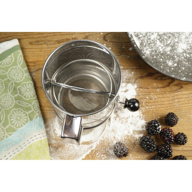 Crank Style Stainless Steel 5 Cup Flour Sifter, , on-hover image number 1
