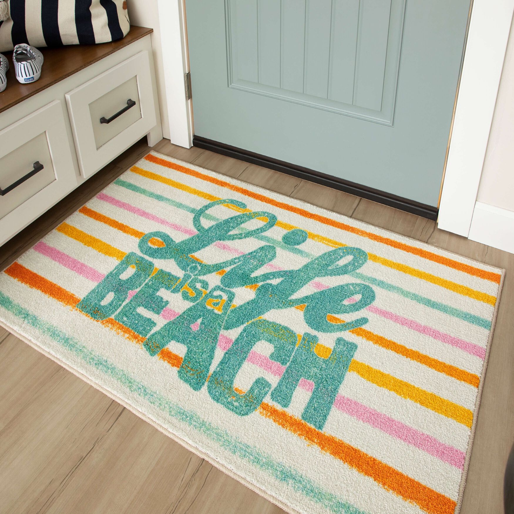 Life Is A Beach Seaglass Kitchen Rug, , alternate image number 7
