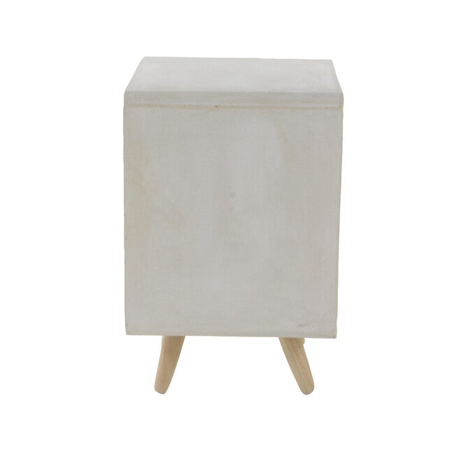 White Fiber Clay Industrial Outdoor Accent Table, , on-hover image number 1