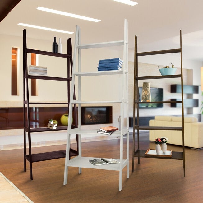 5-Shelf Ladder Bookcase-Espresso, , alternate image number null