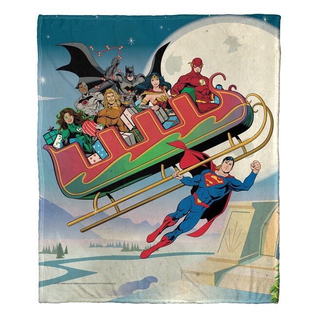 Wb Dc Justice League Super Sleigh Silk Touch Throw, , on-hover image number null