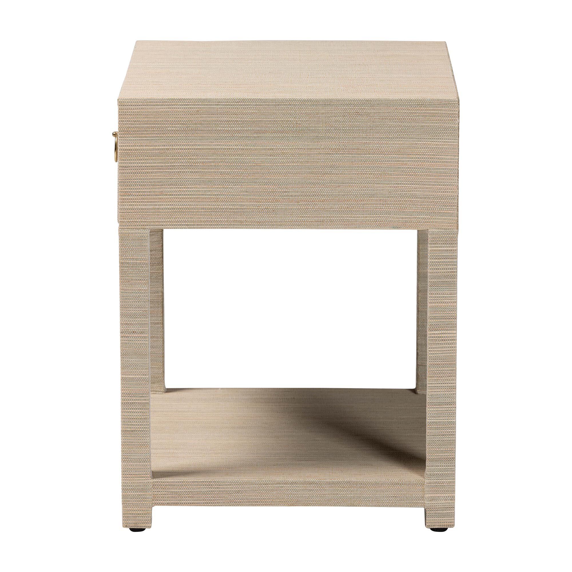 Nata Bohemian Woven Natural Grasscloth 1-Drawer Nightstand, NATURAL, alternate image number 4