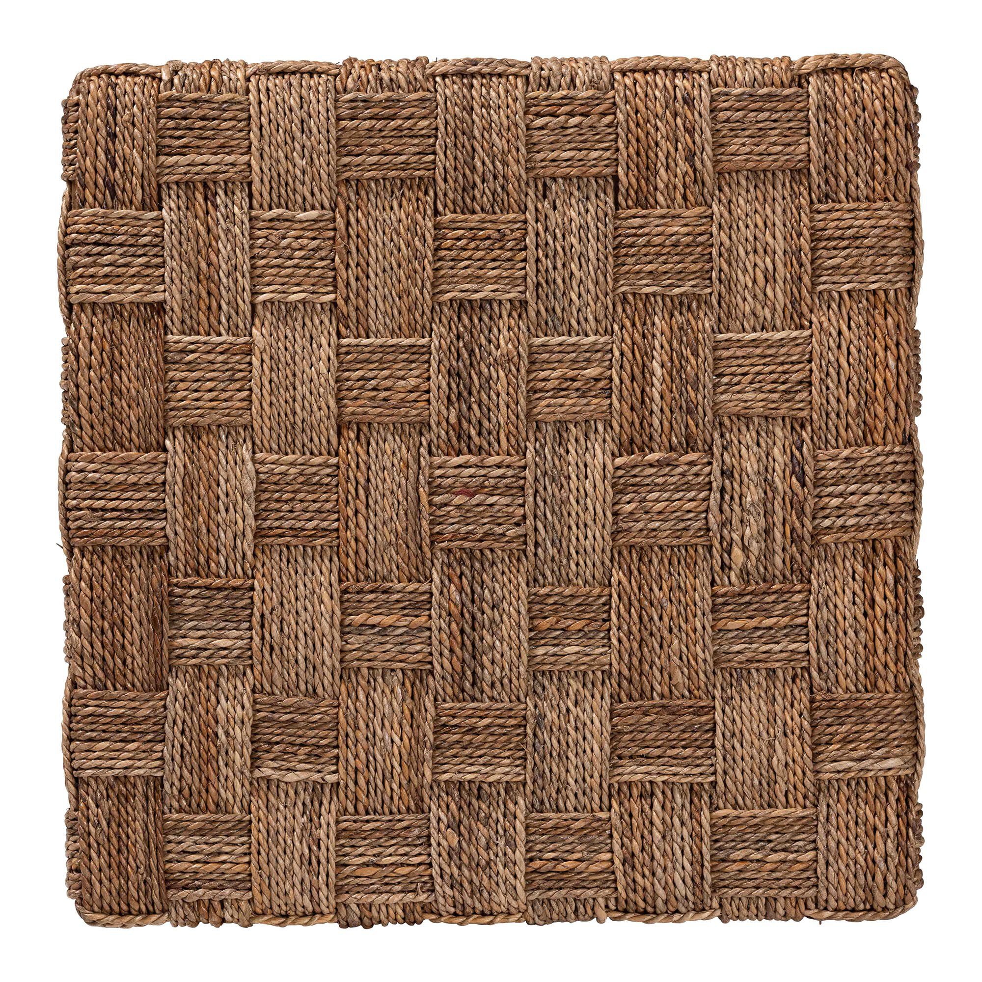 Square seagrass weave close-up on end table
