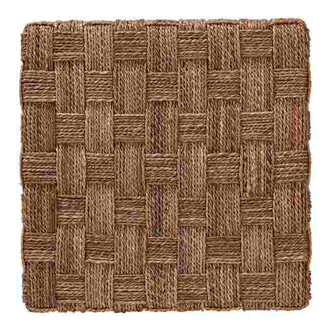 Square seagrass weave close-up on end table