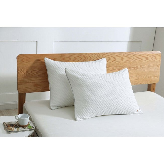 Cooling Knit Bed Pillow with Nano Feather Fill and Removable Cover, WHITE, hi-res image number 0