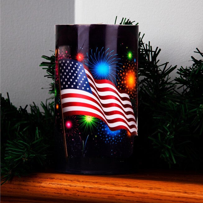 Patriotic Fiber Optic & LED Candle, , alternate image number null