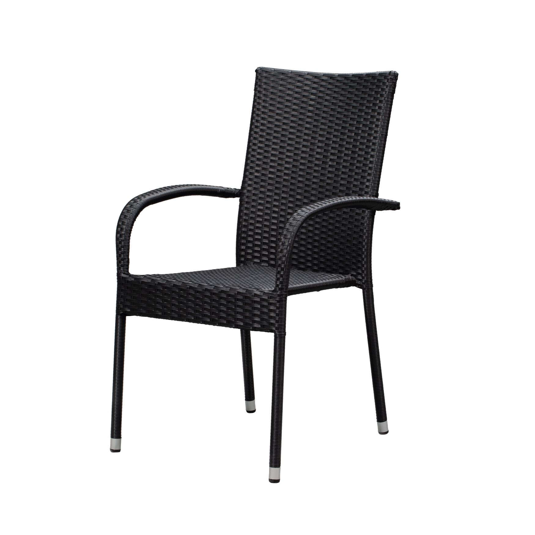 Morgan Outdoor Wicker Stacking Chair - Black - Set of 4, , alternate image number 2