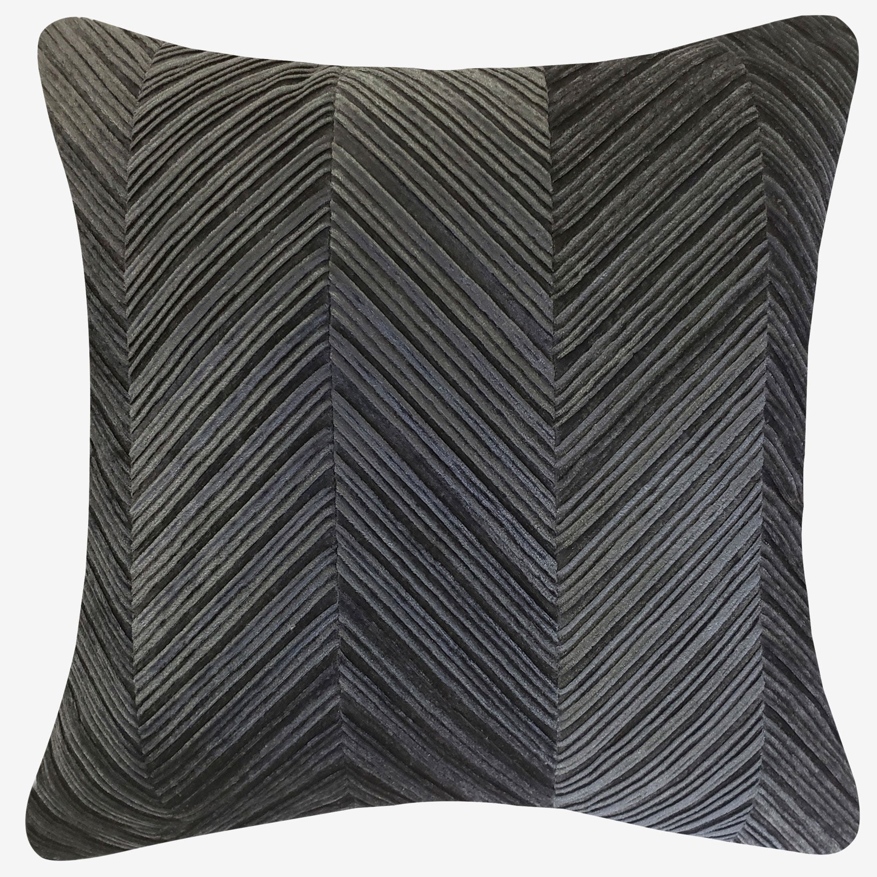 Chevron Velvet Decorative Pillow, STEEL, hi-res image number 0