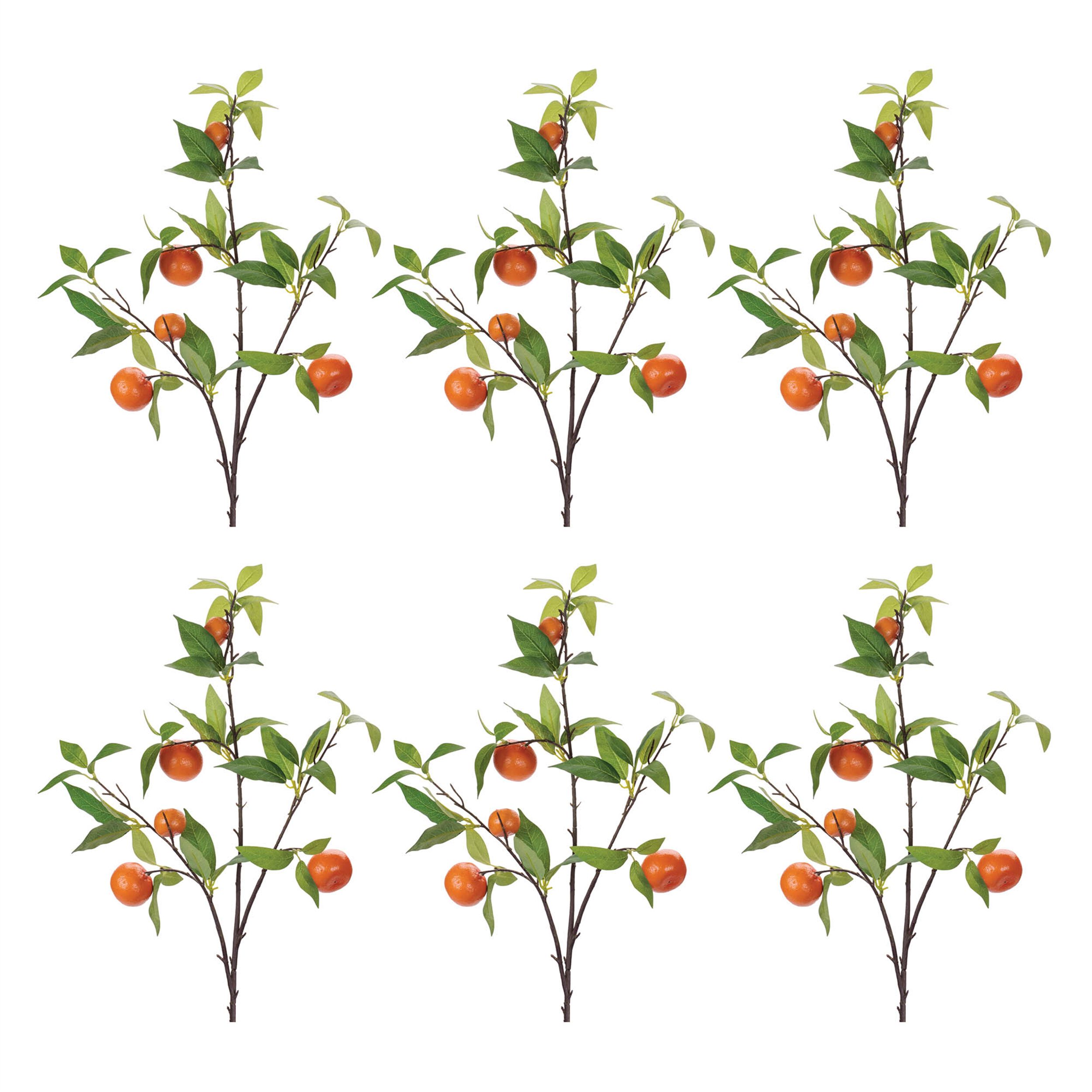 Orange Fruit Foliage Branch Set of 6, ORANGE GREEN, alternate image number 2