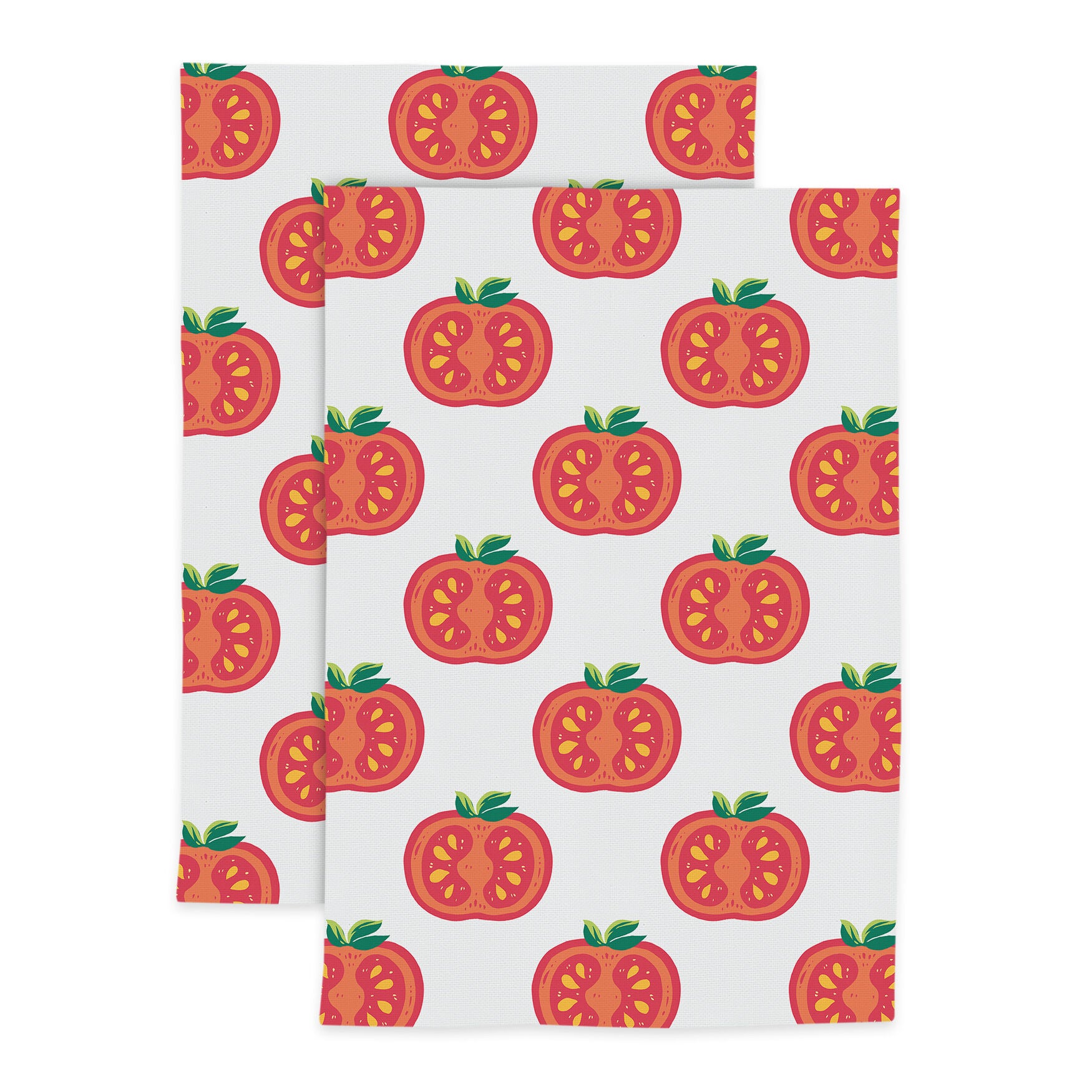 Foodie Designer Print Kitchen Dish Towel, Set 2, RED WHITE, hi-res image number 0