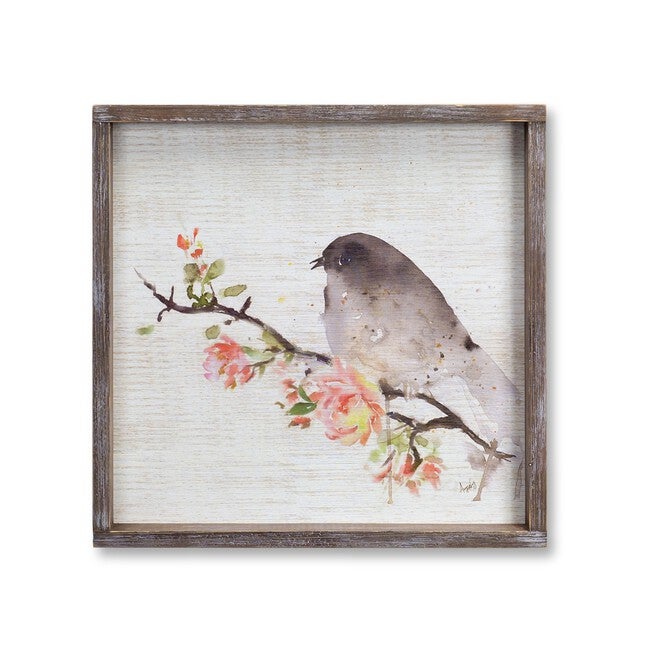 Wood Framed Watercolor Bird Plaque (Set of 2), BROWN WHITE, alternate image number 3