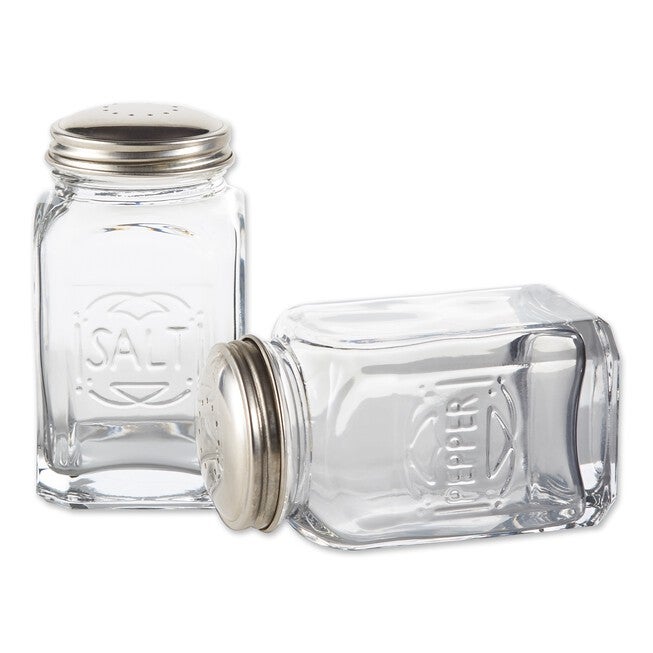 Retro Glass Salt & Pepper Set - Clear, , on-hover image number null