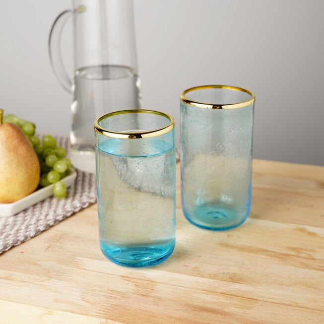 Aqua Bubble Glass Tumbler Set, , on-hover image number 1