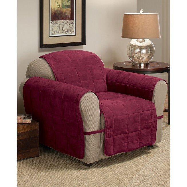Ultimate Faux Suede Chair Furniture Slipcover, BURGUNDY, hi-res image number null