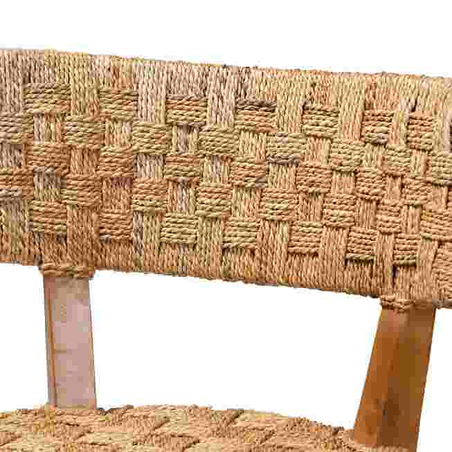 Close-up of woven seagrass backrest pattern