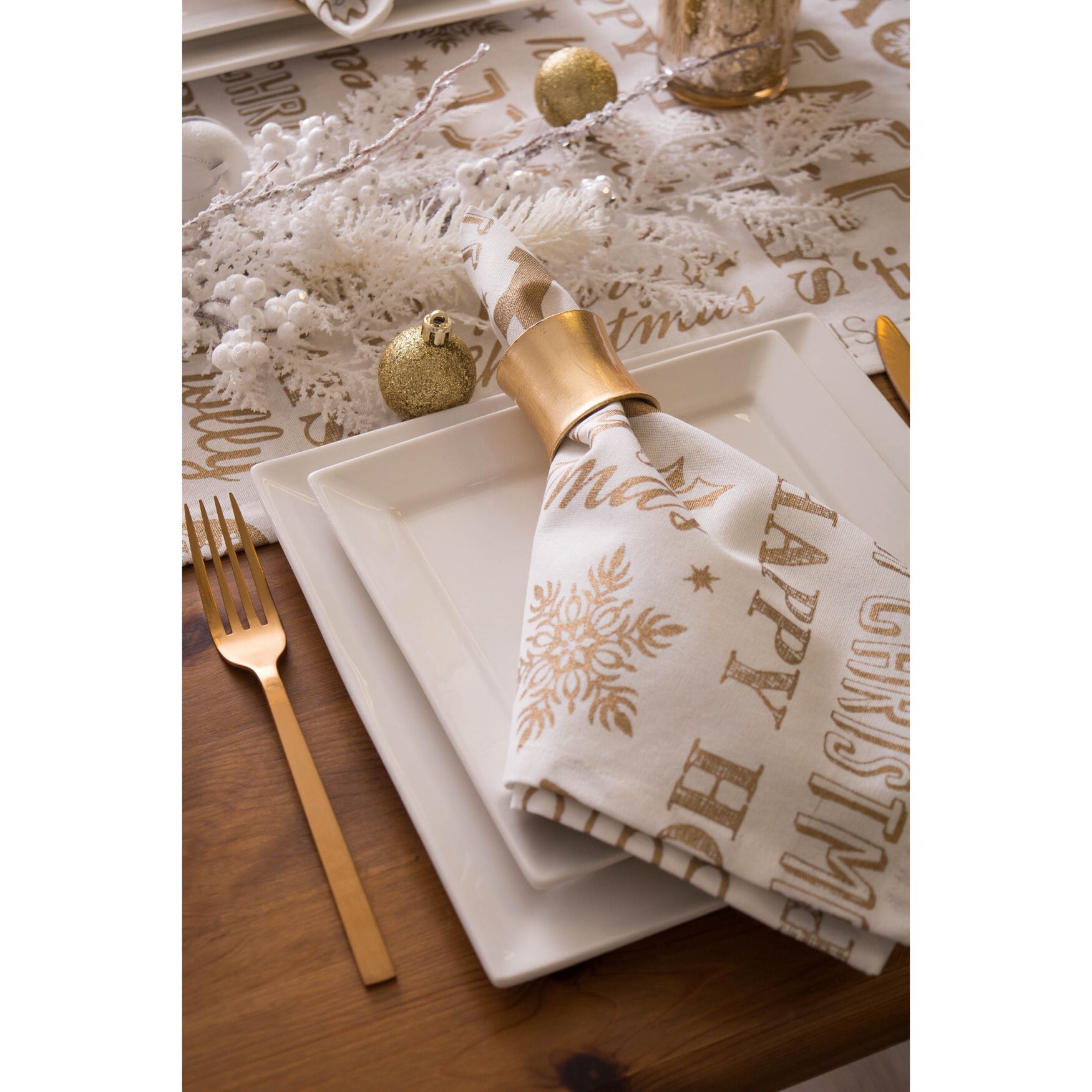 Gold Christmas Collage Napkin, Set of 6, , alternate image number 3