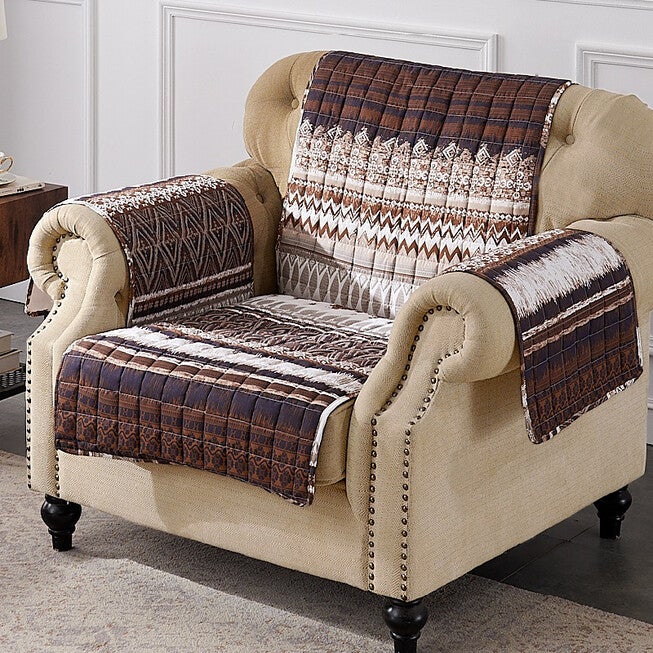 Southwest Latte Furniture Protector, Loveseat, LATTE, hi-res image number 0