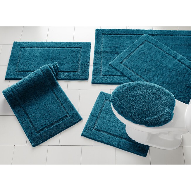 Luxe Rectangular Bath Rug by BrylaneHome in Teal (Size Lid) Bath Mat