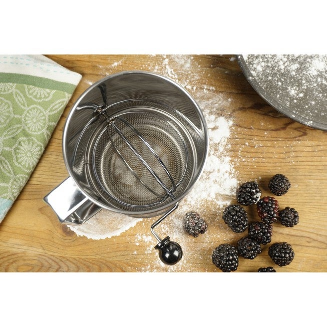 Crank Style Stainless Steel 3 Cup Flour Sifter, , alternate image number null