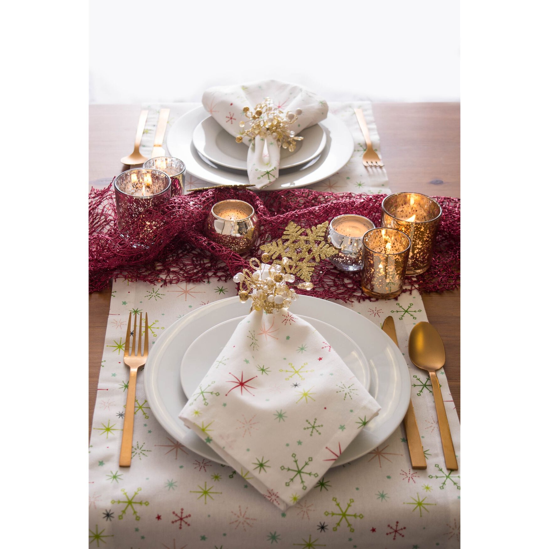 Gold Multi Bead Napkin Ring, Set of 6, , alternate image number 2