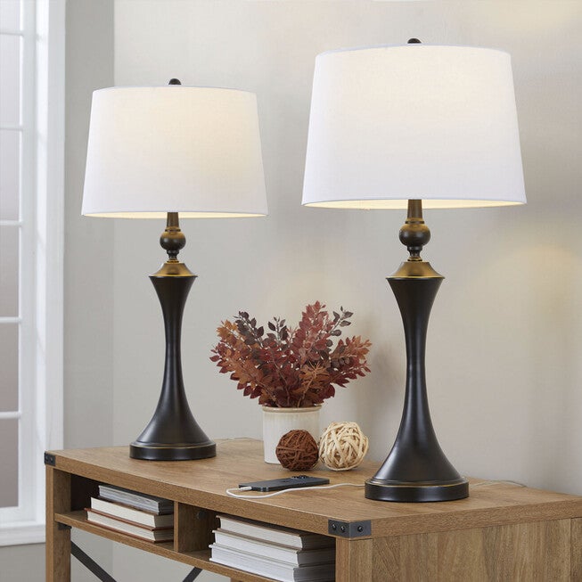 Flint 30.75 inches Metal Table Lamp With Usb - Set Of 2, , alternate image number null