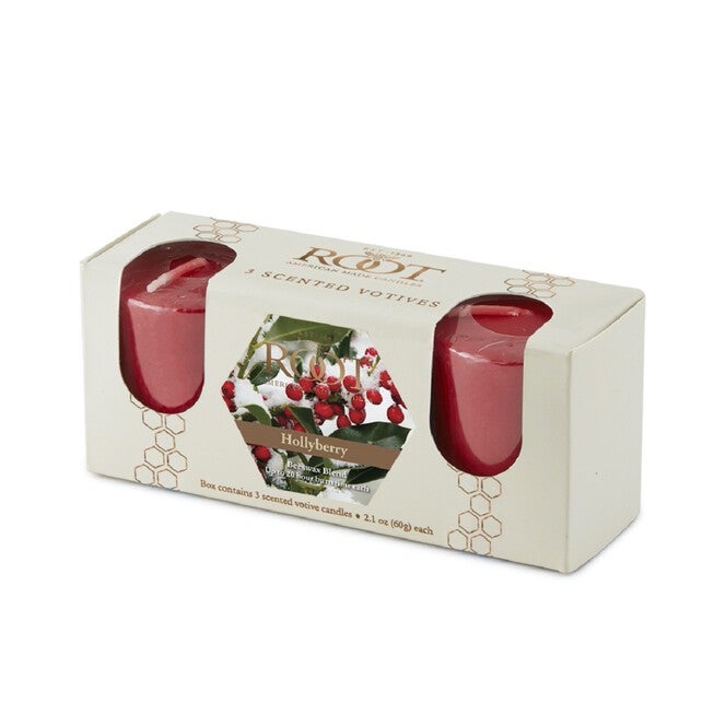 Hollyberry Scented Votive Candle, Set 3, RED, hi-res image number null