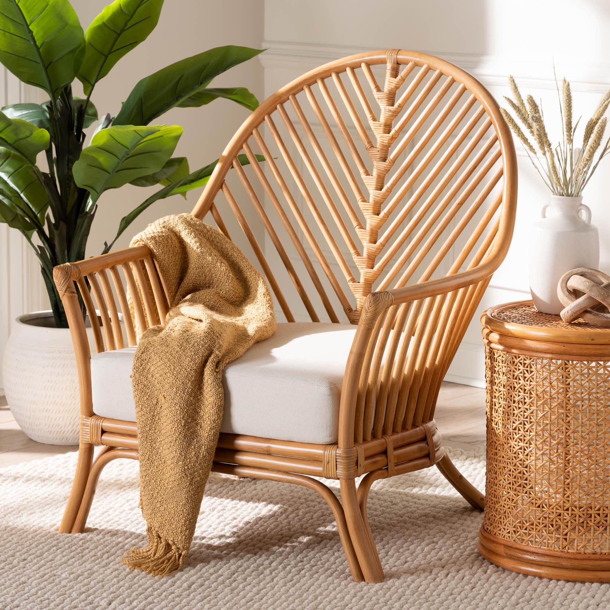 Lisabon Bohemian Light Honey Rattan Arm Chair | OneStopPlus