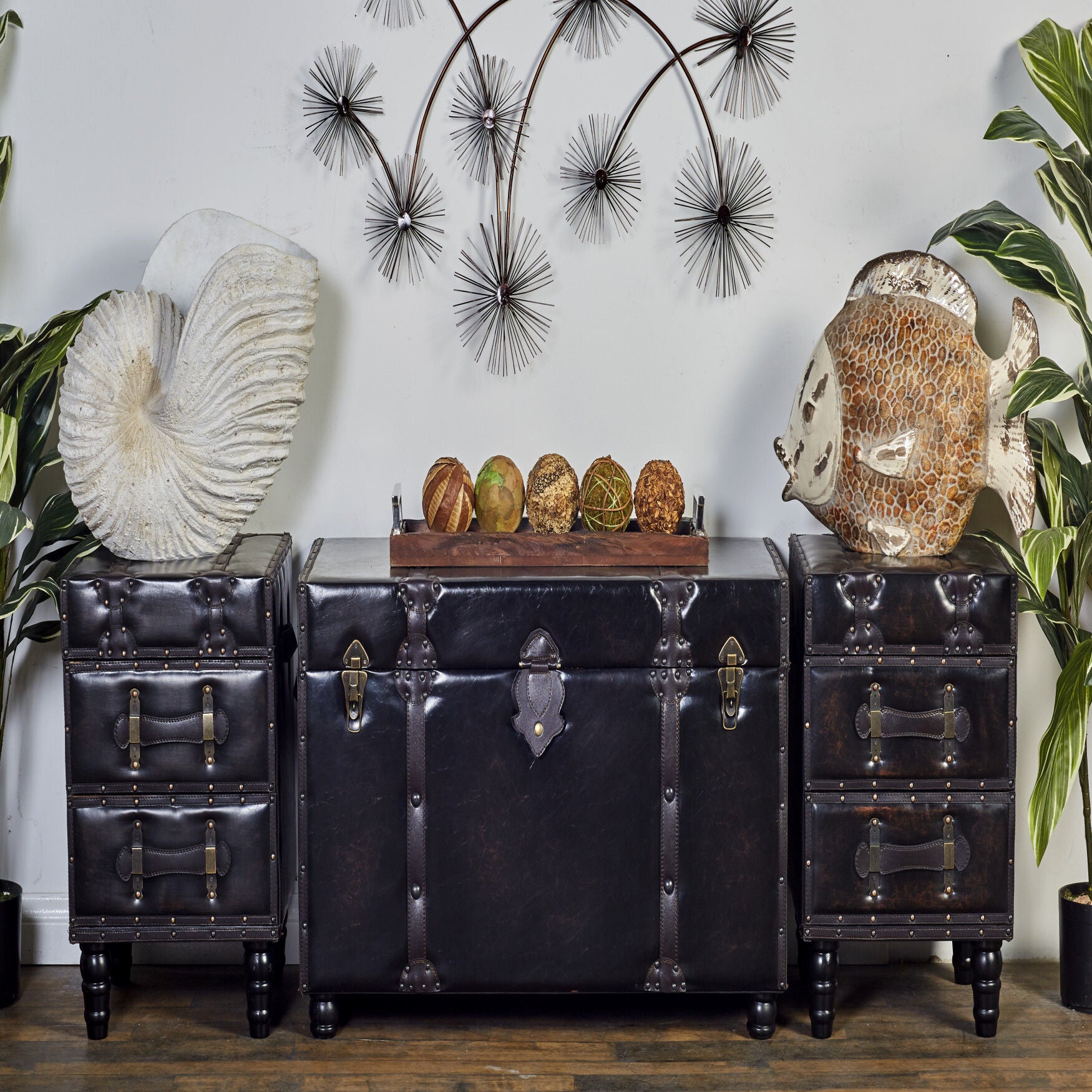 Set Of 3 Brown Wood Traditional Bench Bench, , alternate image number 10