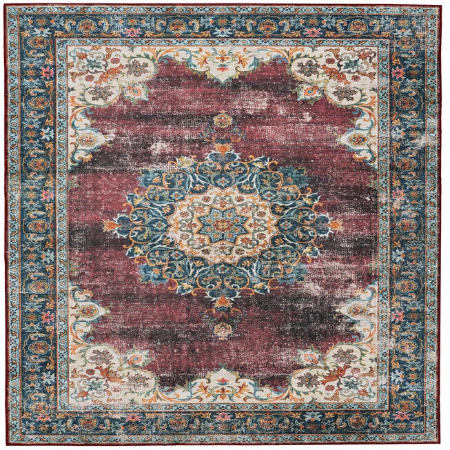 Washable Bryant Ivory/Burgundy Rug, IVORY, hi-res image number null