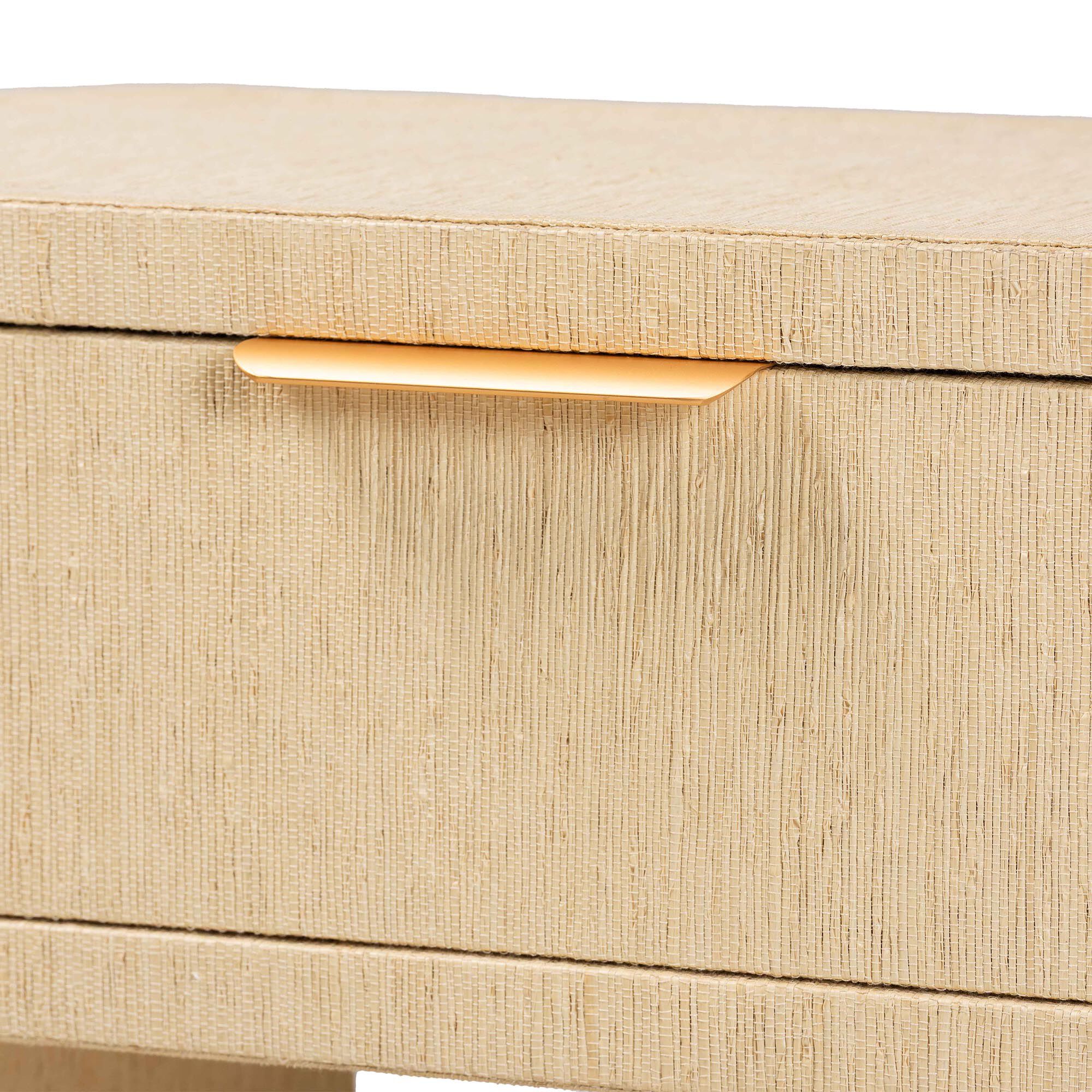 Beauford grasscloth nightstand drawer pull detail