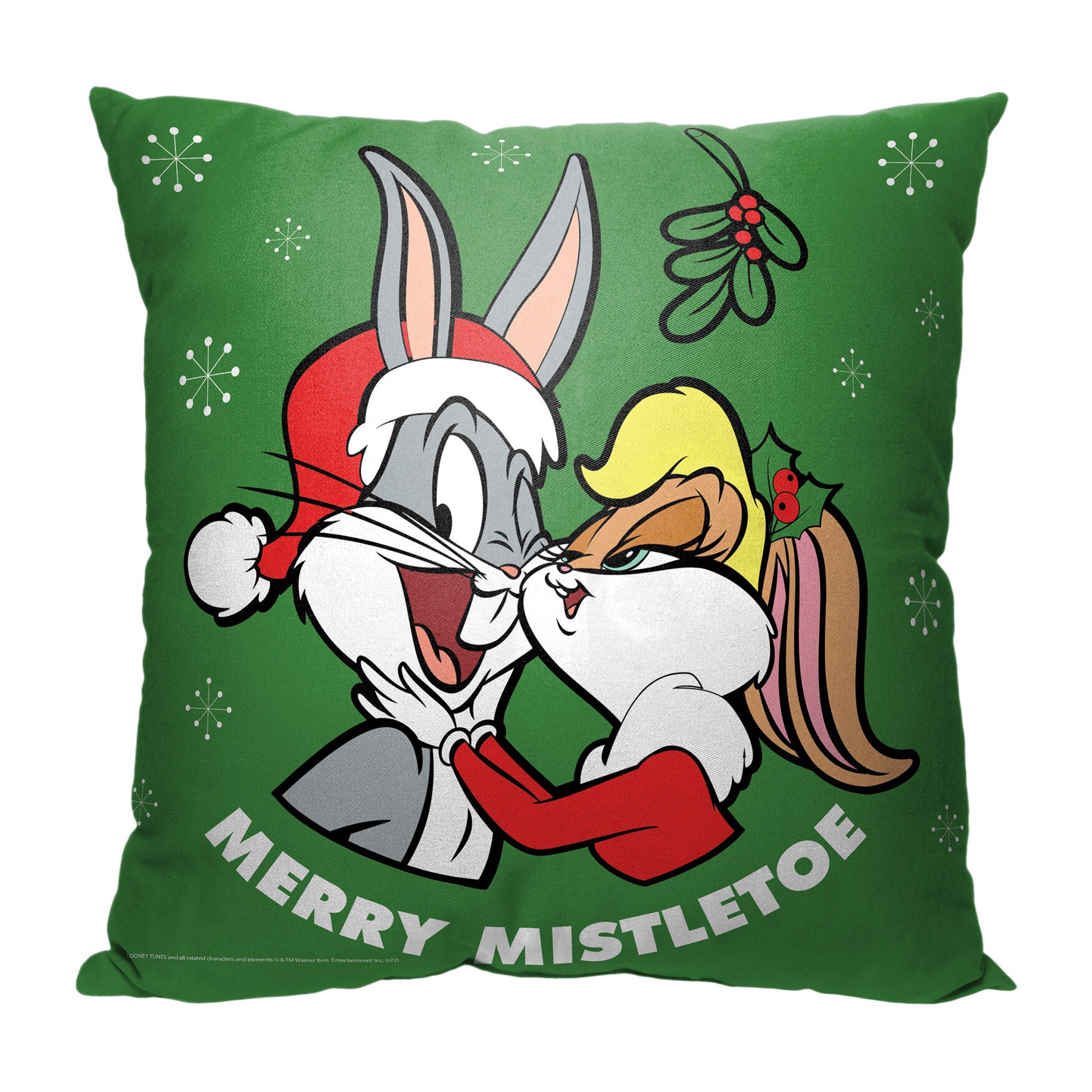 Wb Looney Tunes Merry Mistletoe Printed Throw Pillow, O, hi-res image number 0