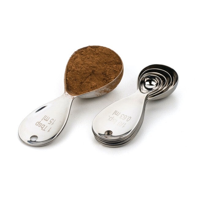 Teardrop Stainless Steel Measuring Spoon, Set 5, , on-hover image number 1
