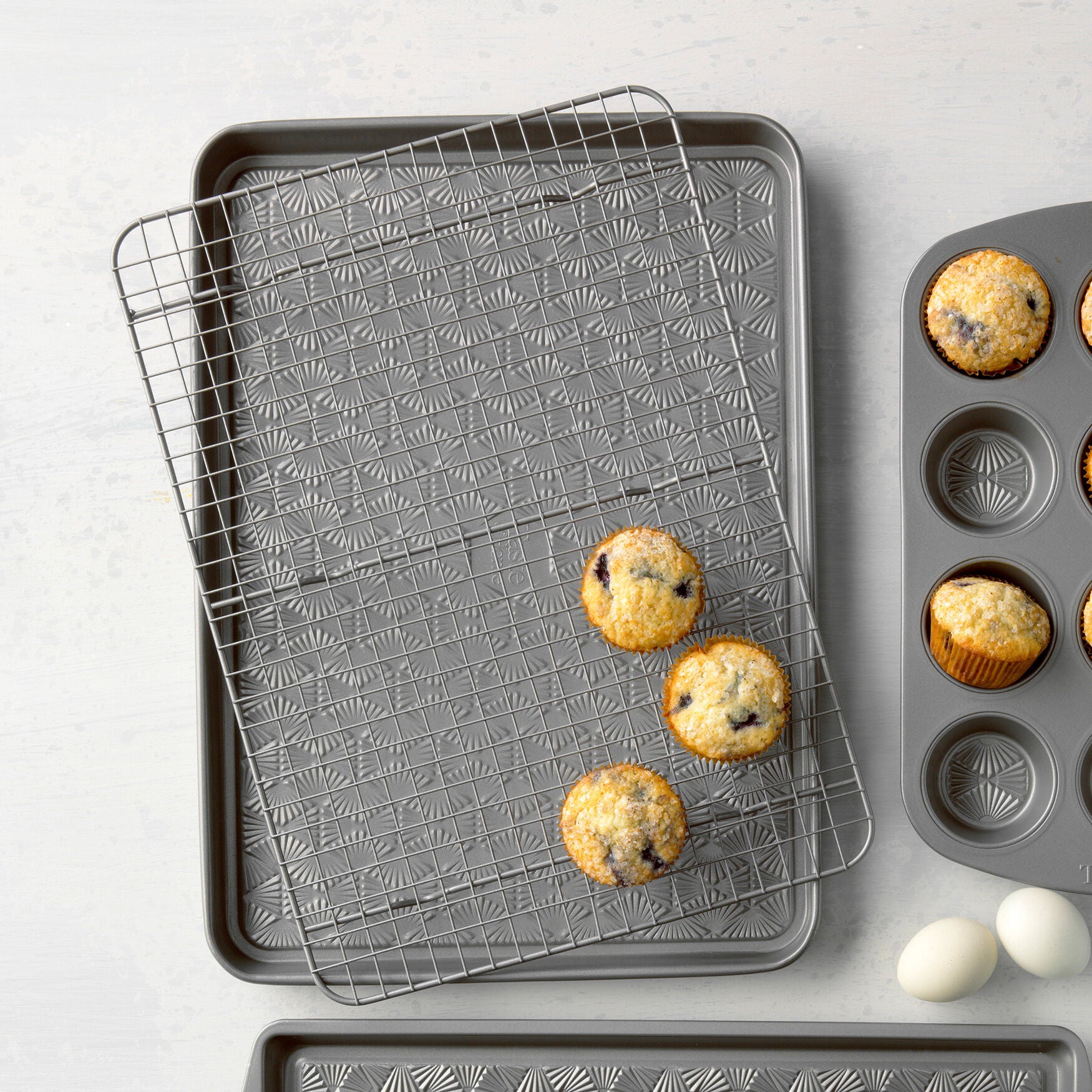 Baking Sheet 18 X 13 17 X 12 No Stick Rack, ASH GREY, hi-res image number 0