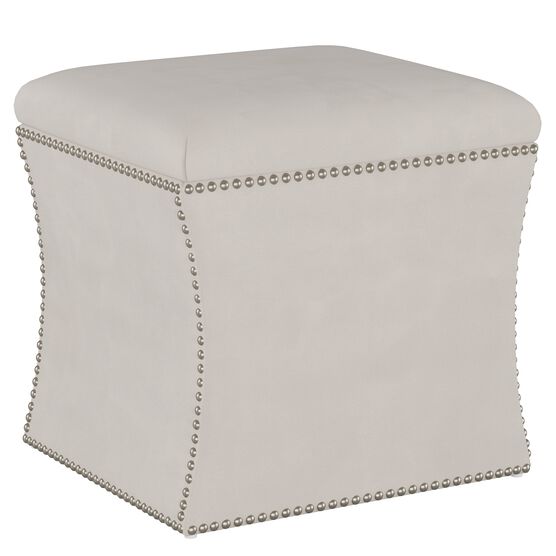 Microsuede Nail Button Storage Ottoman, PREMIER PLATINUM, hi-res image number null