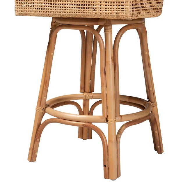 Bella Modern Bohemian Natural Brown Rattan Bar Stool, , alternate image number 5